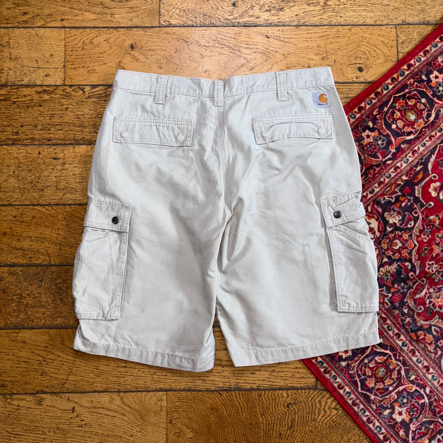 Vintage Carhartt Workwear Cream Baggy Carpenter Shorts - 36