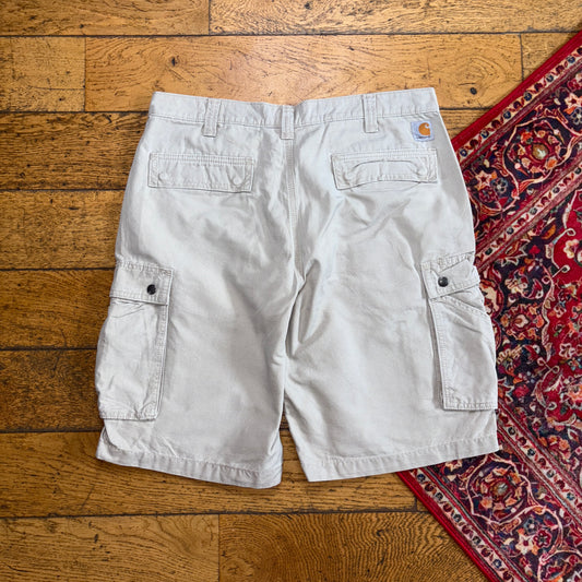Vintage Carhartt Workwear Cream Baggy Carpenter Shorts - 36