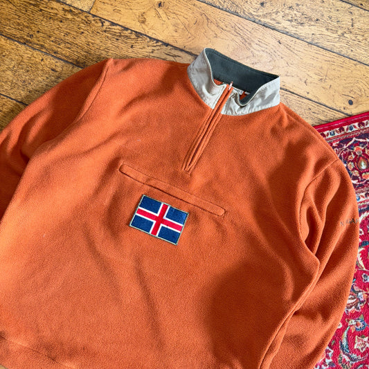 Vintage Orange Iceland Fleece Embroidered Sweatshirt - XL