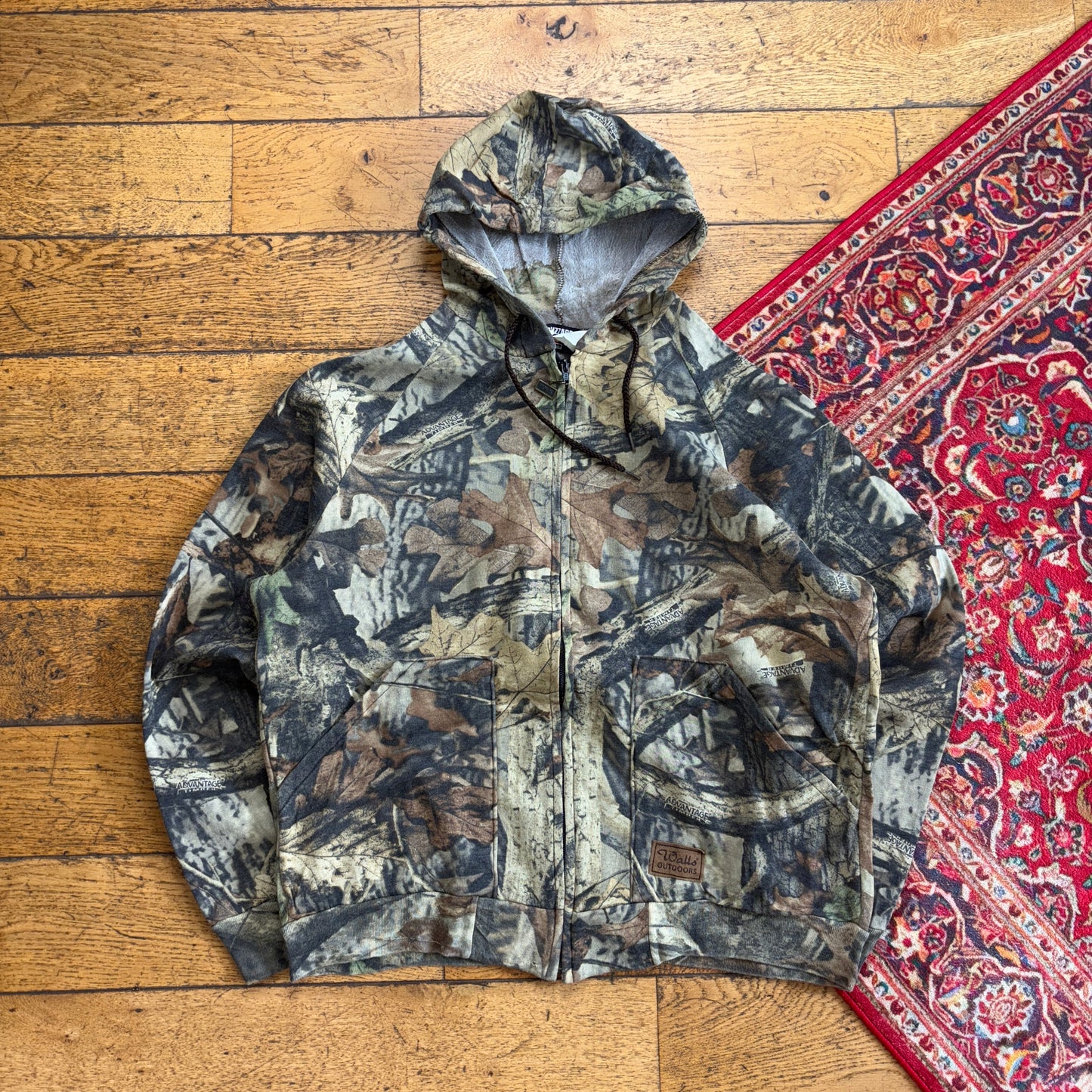 Vintage Realtree Camo Green Zip Hoodie Sweatshirt - L