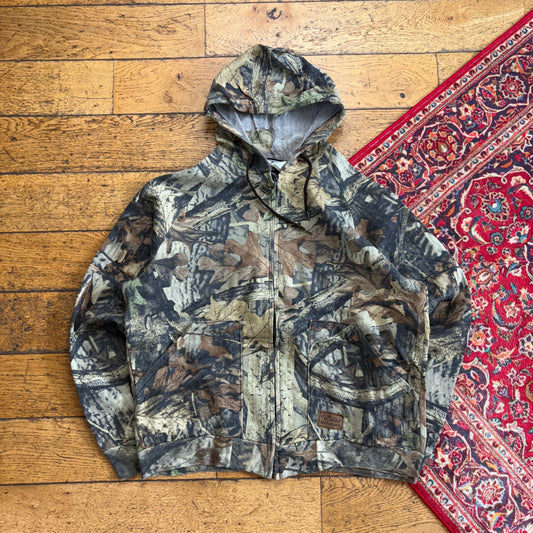 Vintage Realtree Camo Green Zip Hoodie Sweatshirt - L