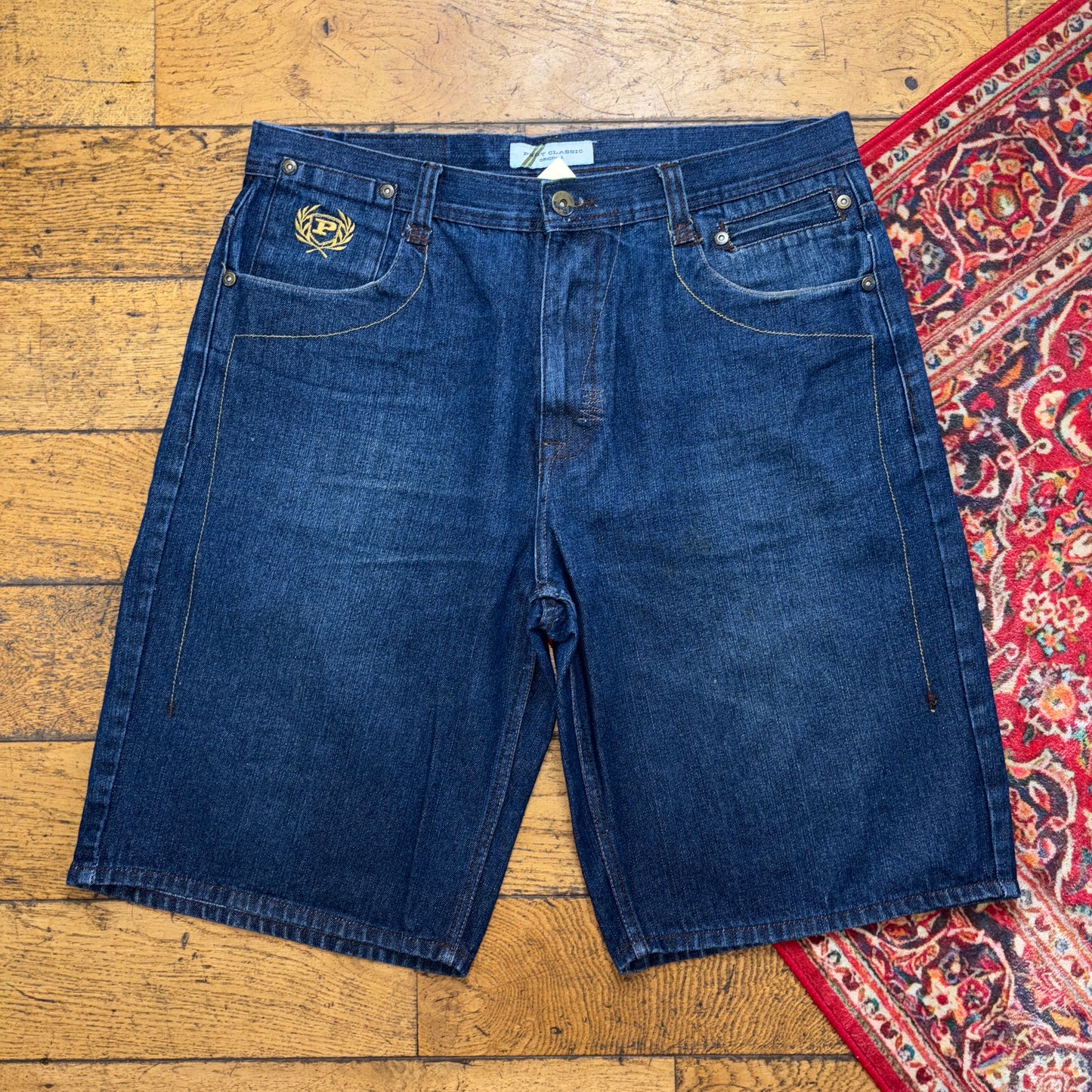 Vintage Phat Farm Blue Embroidered Y2K Hip Hop Baggy Shorts Jorts - 38