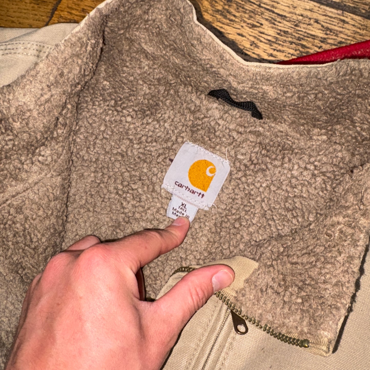 Vintage Carhartt Cream Gilet Vest Sherpa Lined Workwear Jacket - XL