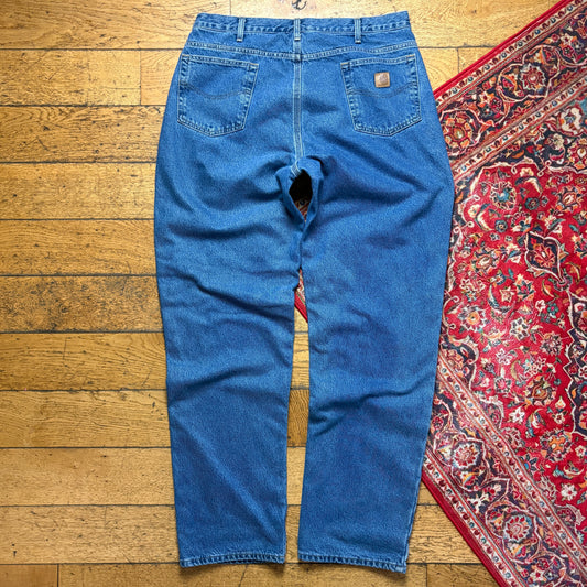Vintage Carhartt Workwear Carpenter Baggy Blue Jeans - 38L