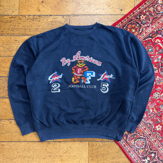 Vintage 90s Graphic USA Football Navy Sweatshirt - 2XL