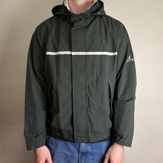 Vintage Nautica Green Waterproof Sailing Jacket - M