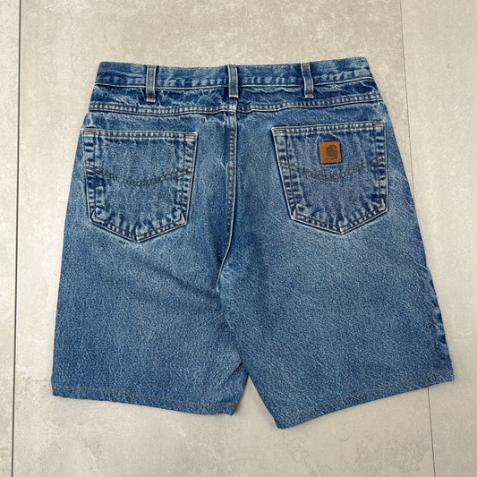 Vintage Carhartt Workwear Baggy Carpenter Blue Shorts - 34