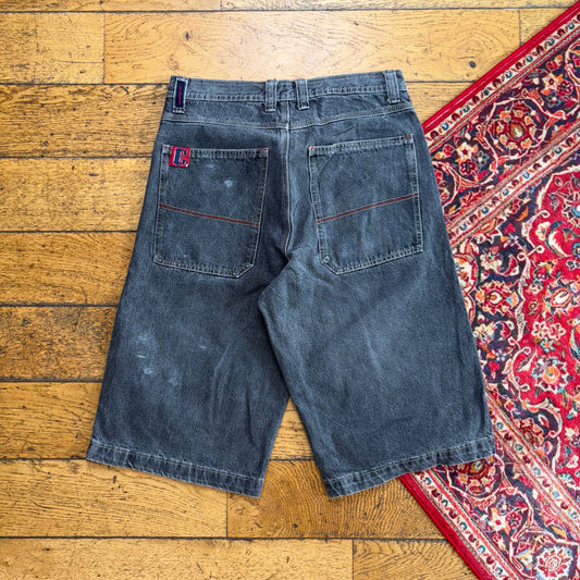 Vintage Easy Street Embroidered Hip Hop Black Baggy Shorts Jorts - 32