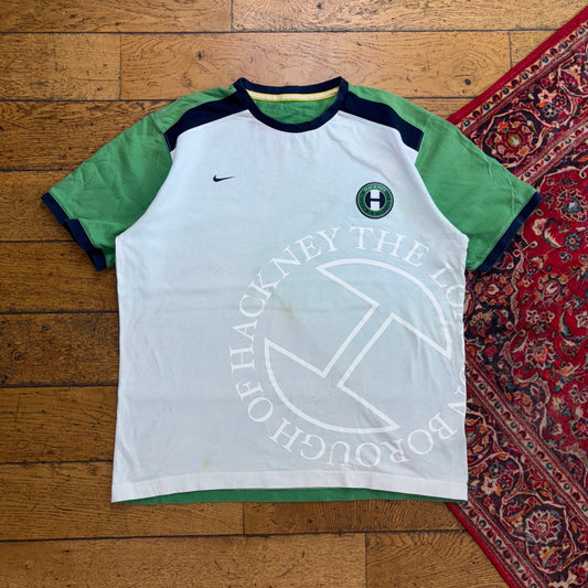 Hackney Nike White Green Graphic Football T-Shirt - XL