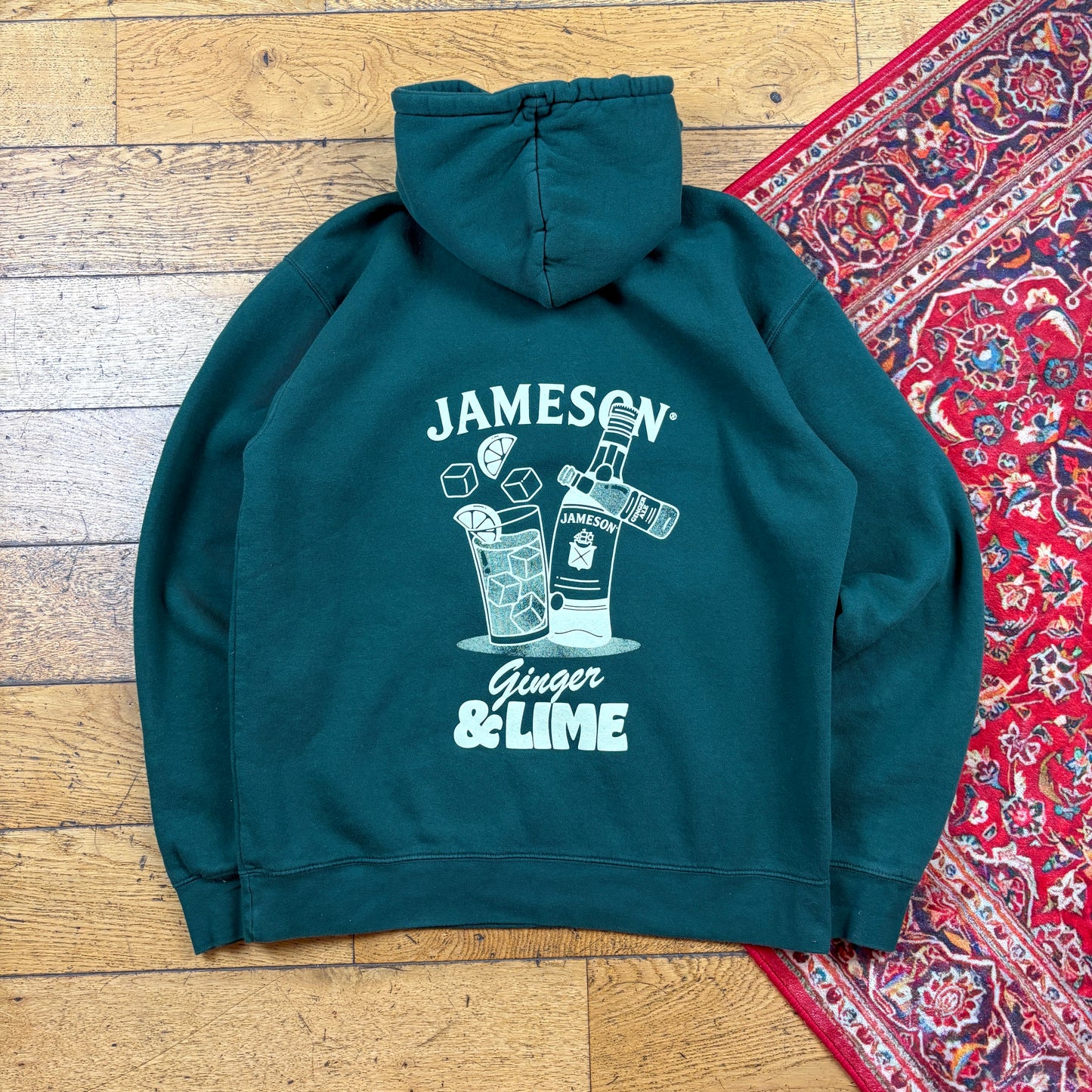 Vintage Russell Athletic Jameson Whiskey Green Hoodie Sweatshirt - L