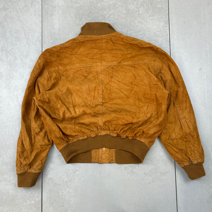 Vintage Aviator Pilot Flight Style Brown Genuine Suede Leather Bomber Jacket - M