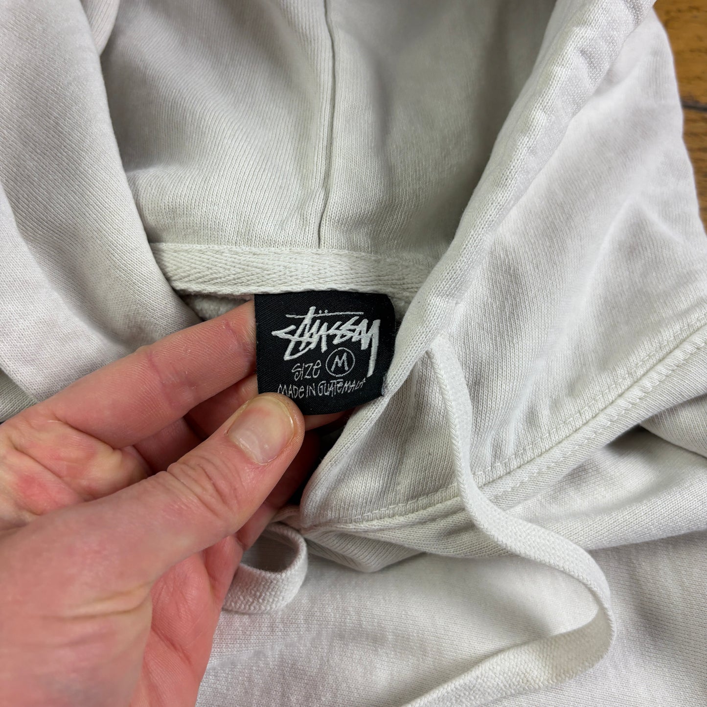 Vintage Stussy White Hoodie Sweatshirt - M