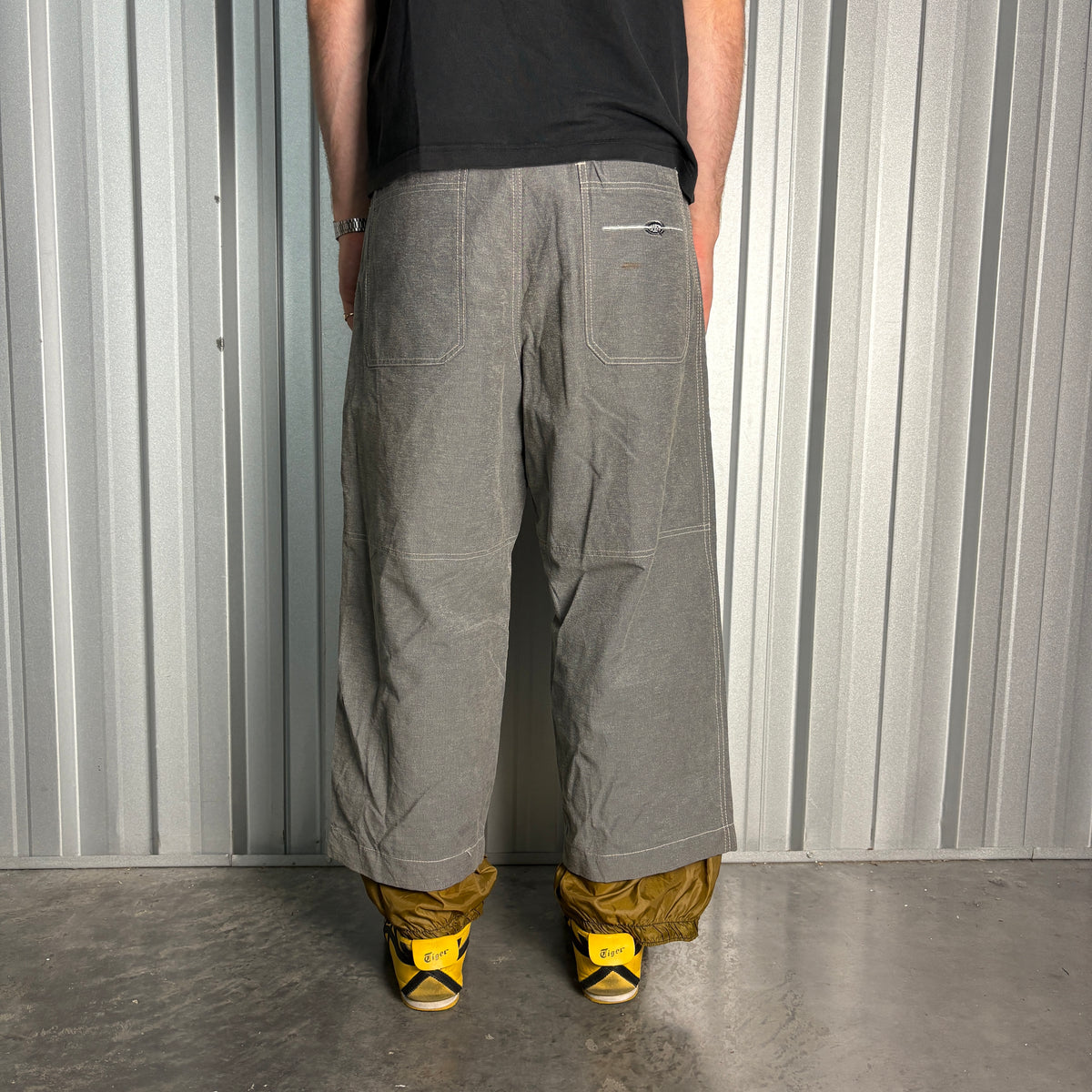 Wave Rave Grey Embroidered Japanese Denim Hip Hop Y2K Baggy Jeans - 34S