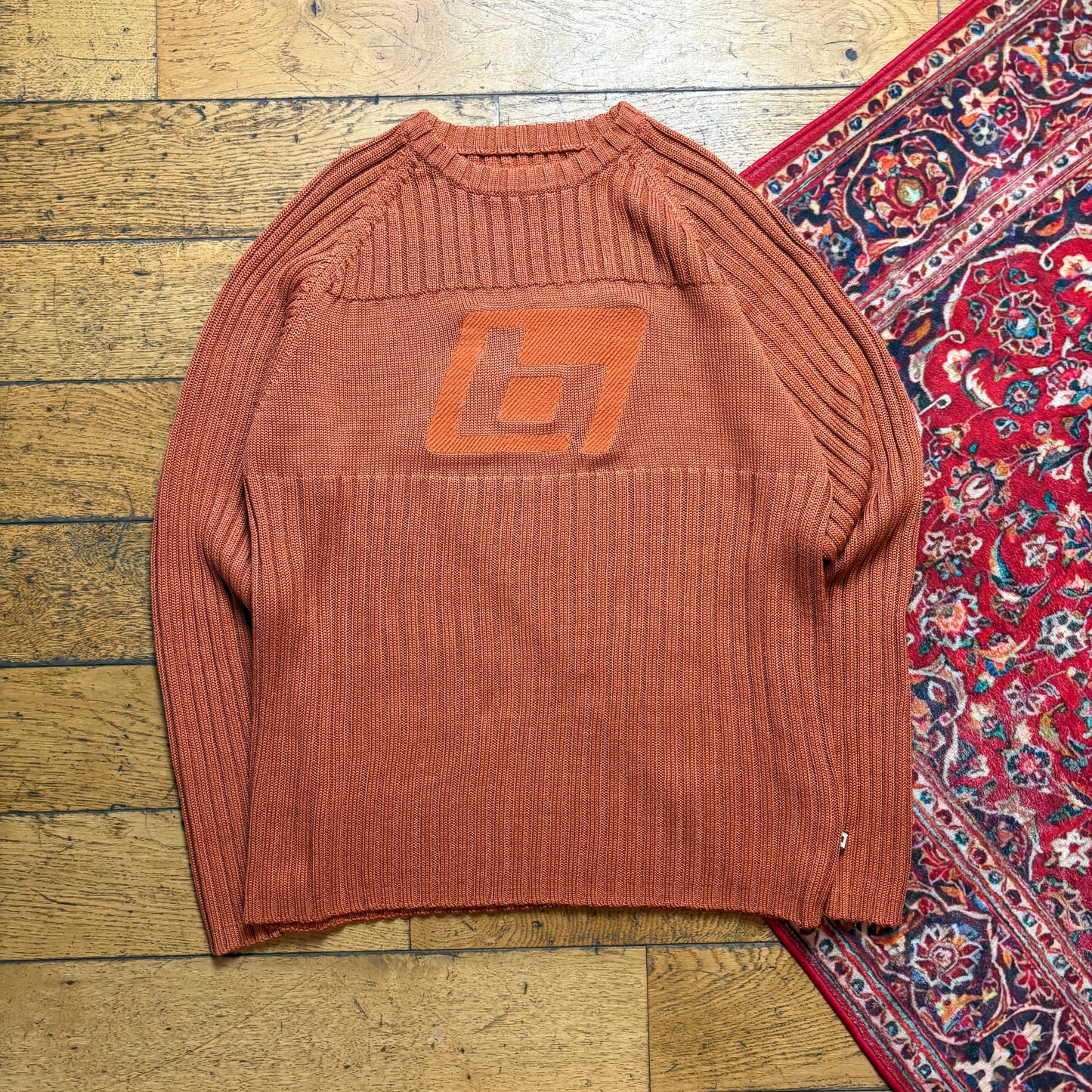 Vintage Burnt Orange Chunky Knit Jumper - M