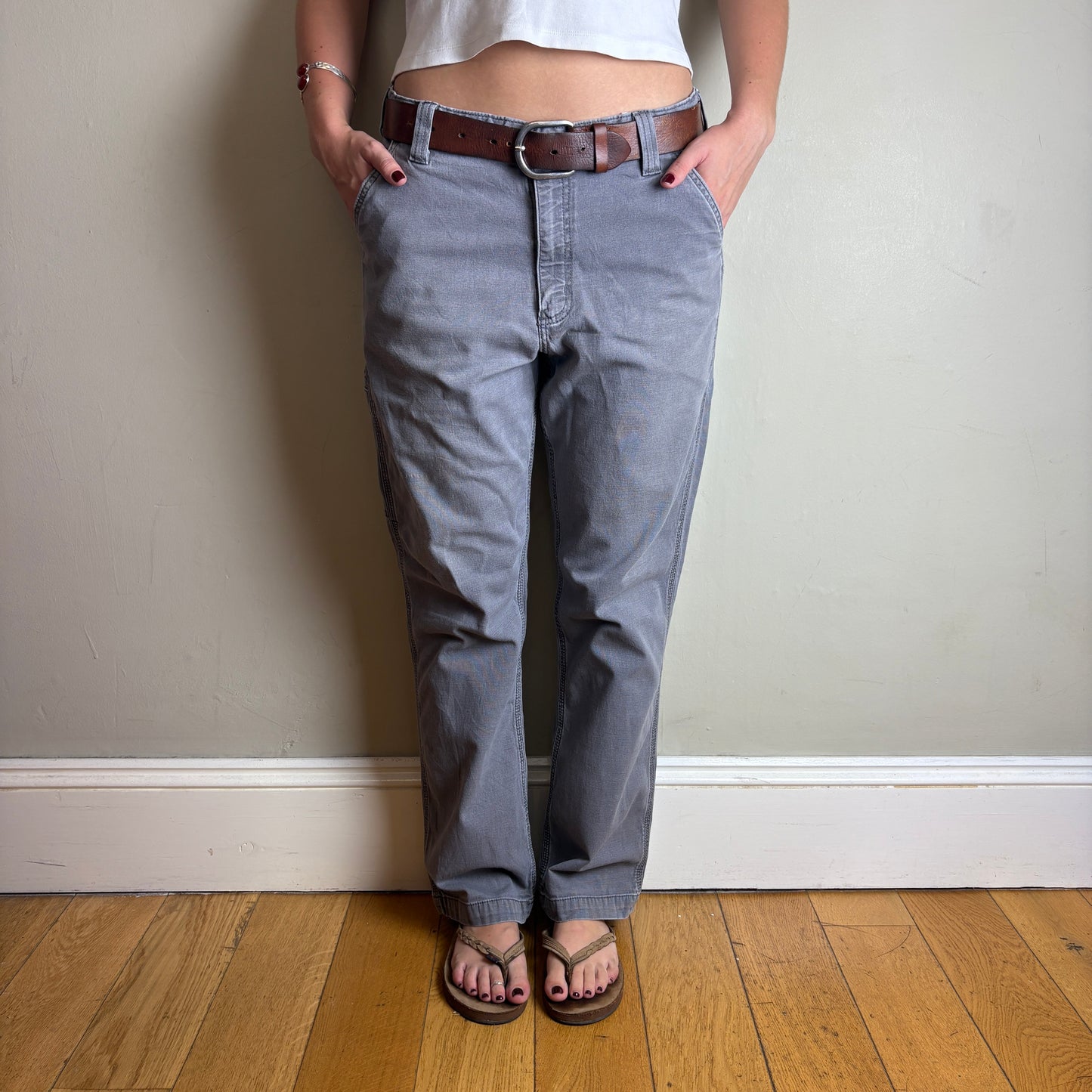 Vintage Carhartt Workwear Grey Carpenter Baggy Trousers - 34S