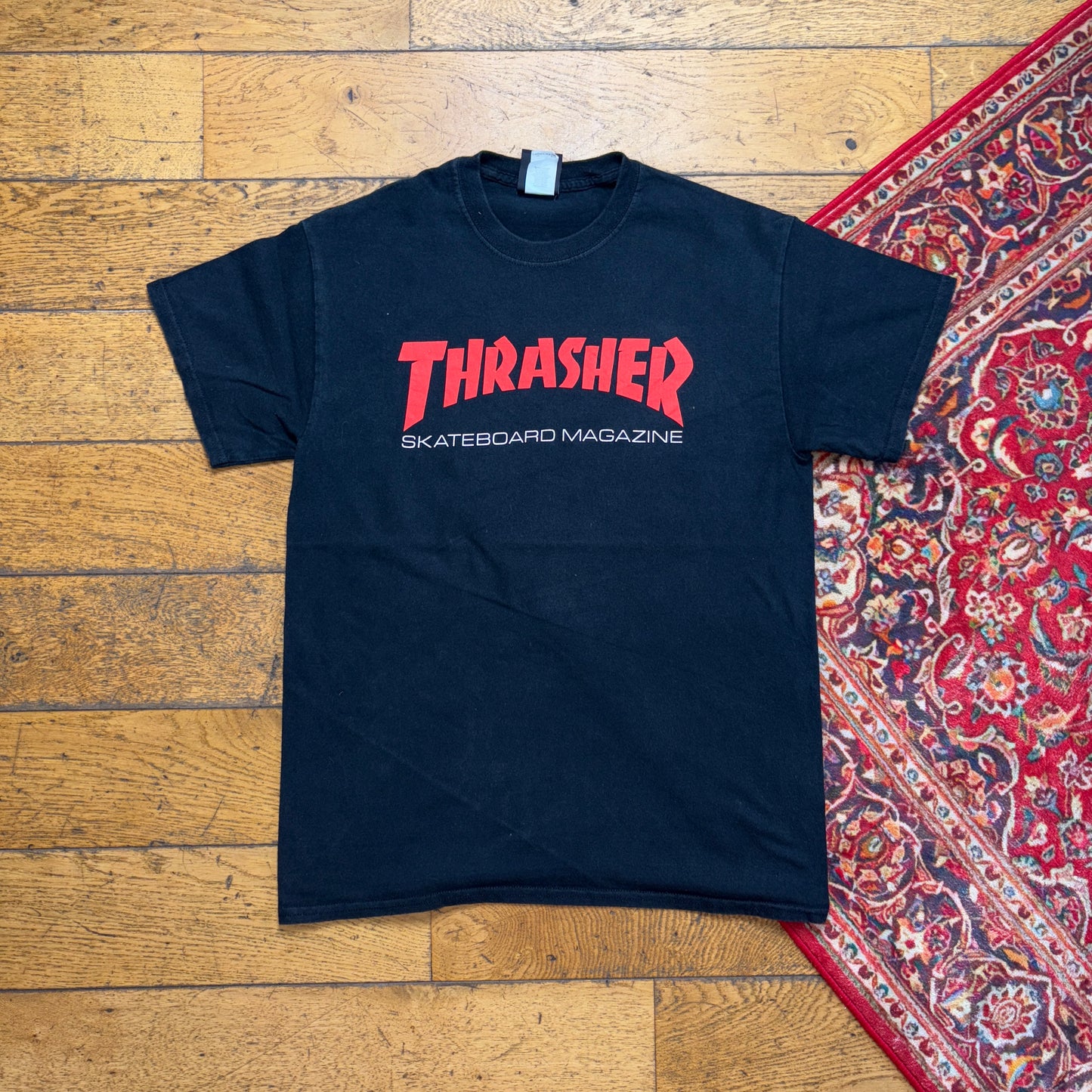 Vintage Thrasher Black Skate Graphic T-Shirt - XS