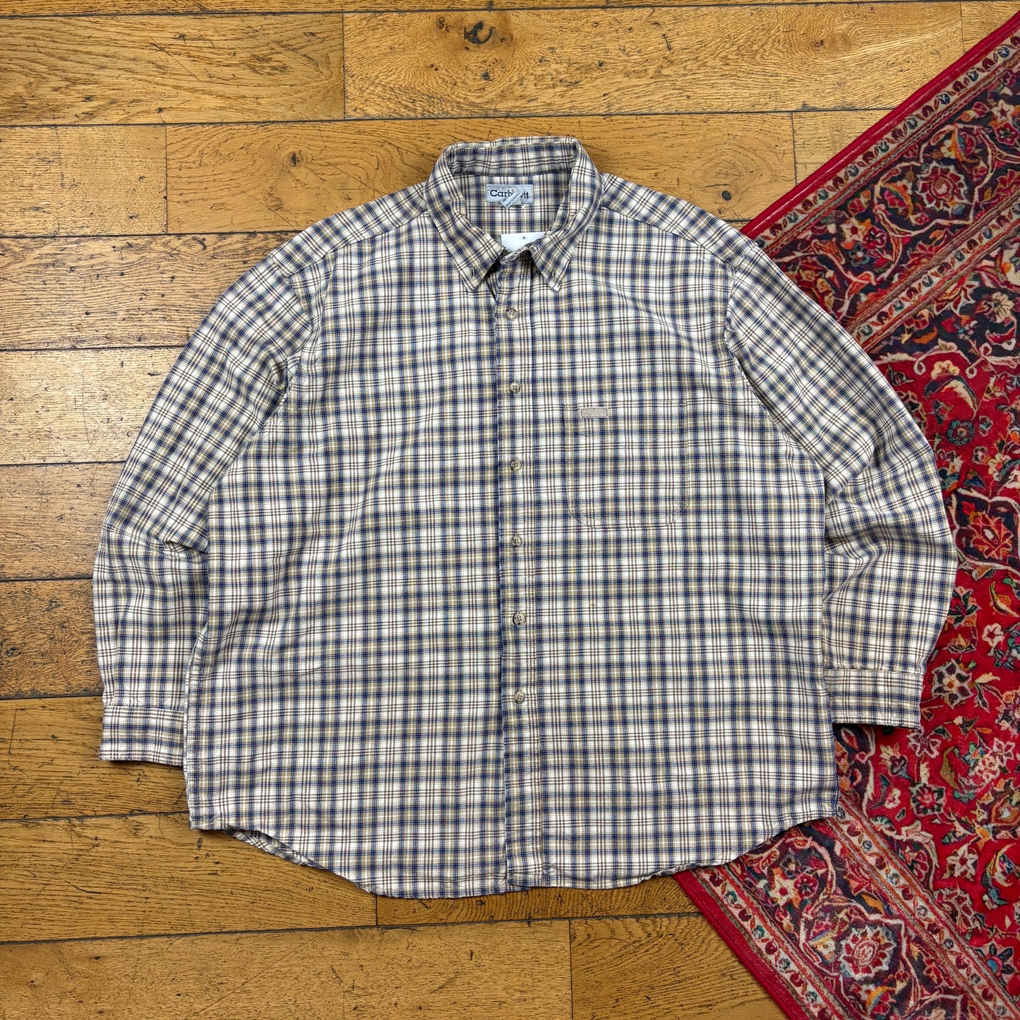 Vintage Carhartt Cream Check Shirt - XL