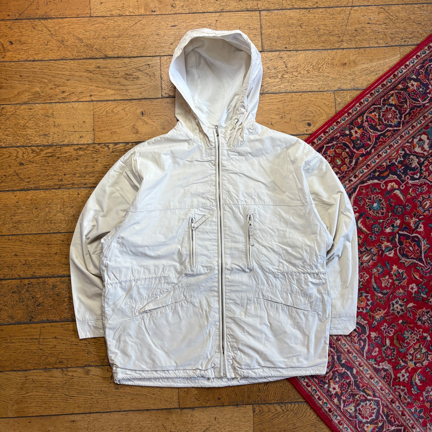 Vintage 90s Sisley Cream Parka Jacket - XL