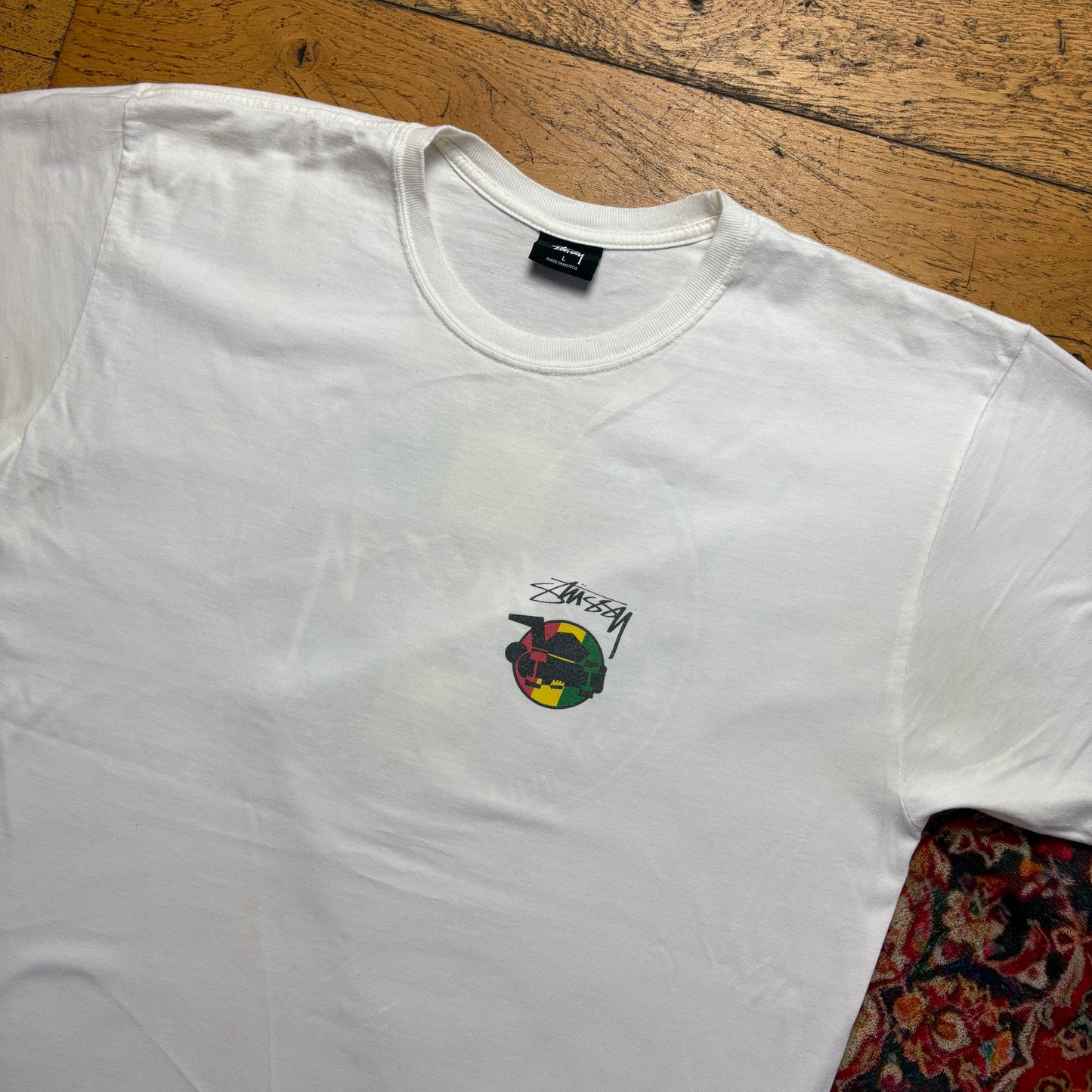 Vintage Stussy White Graphic T-Shirt - L
