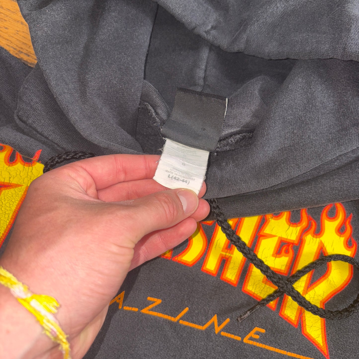 Vintage Thrasher Flames Black Skate Streetwear Hoodie Sweatshirt - L
