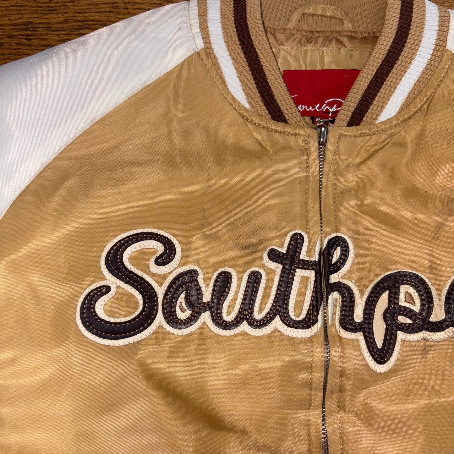 Vintage Southpole Y2K Brown Varsity Embroidered Hip Hop Baseball Jacket - S