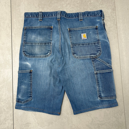 Vintage Carhartt Workwear Baggy Blue Carpenter Shorts - 36