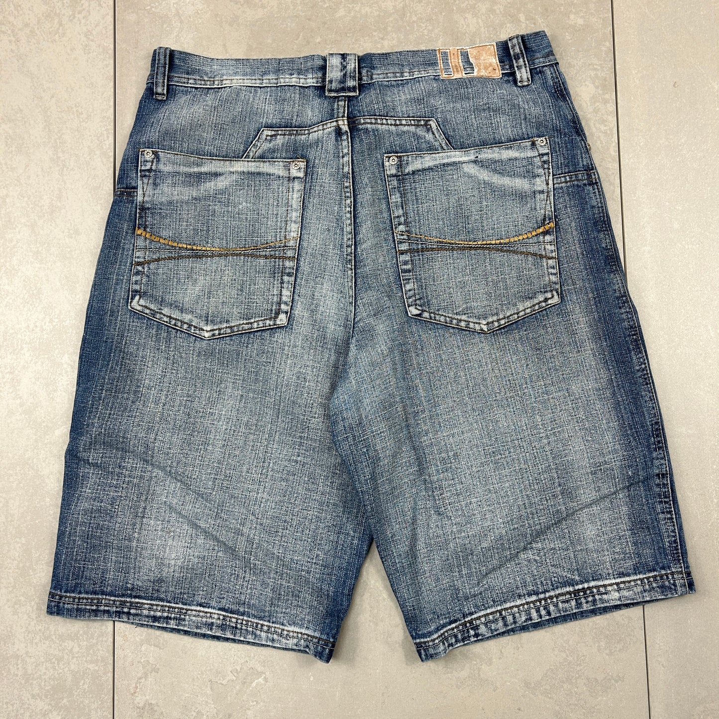 Vintage Embroidered Hip Hop Baggy Blue Shorts Jorts - 38