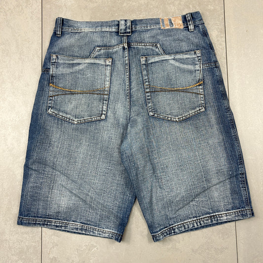 Vintage Embroidered Hip Hop Baggy Blue Shorts Jorts - 38