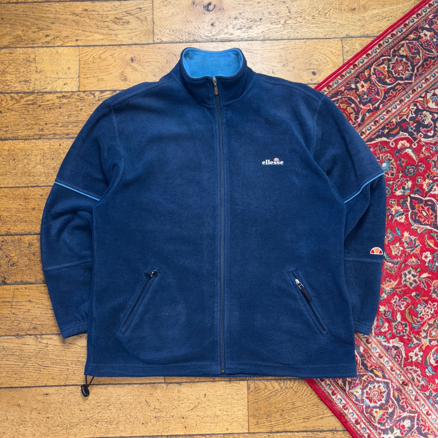 Vintage Ellesse Navy Fleece Embroidered Sweatshirt - 2XL