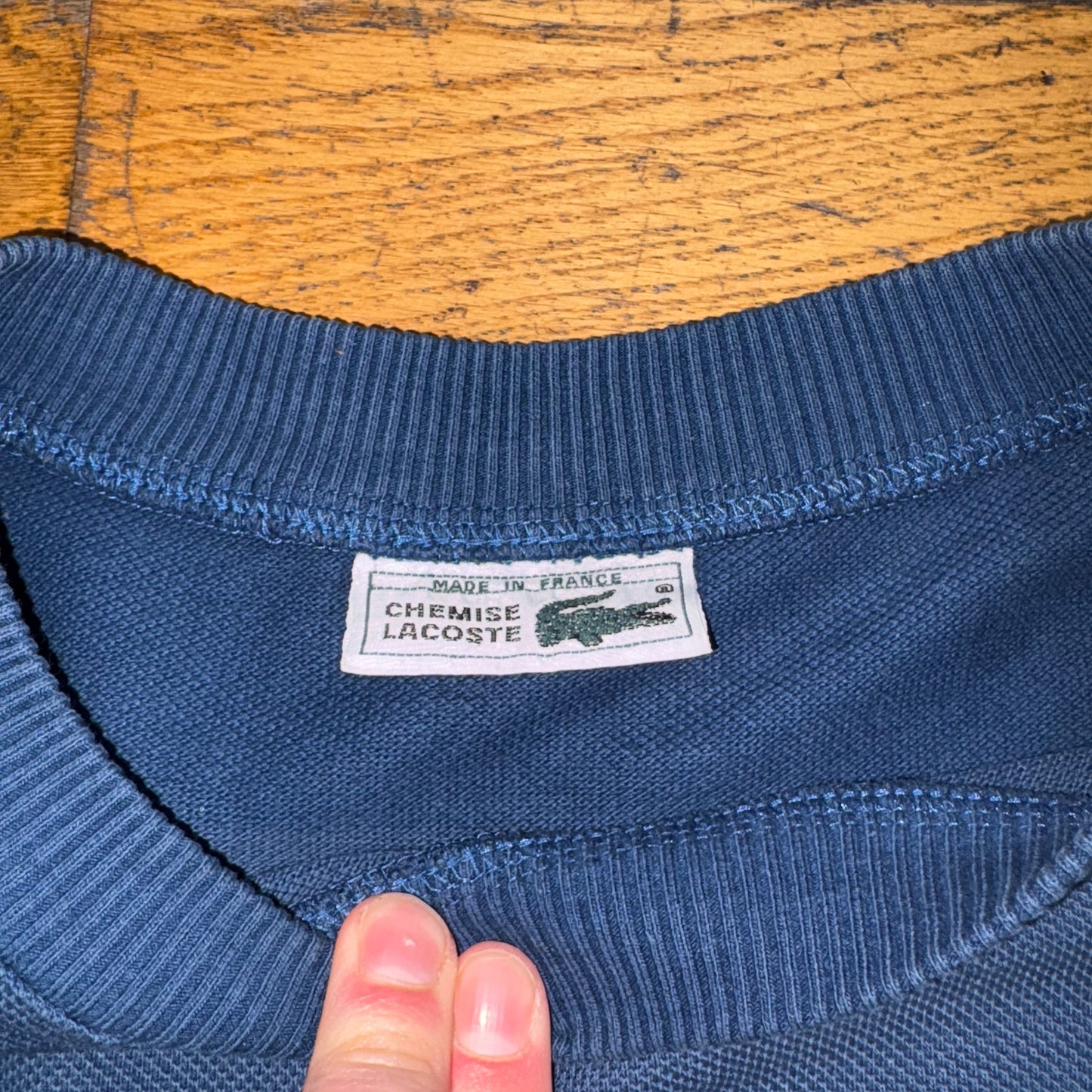 Vintage Chemise Lacoste Embroidered Blue Stripe Knit Jumper - 2XL