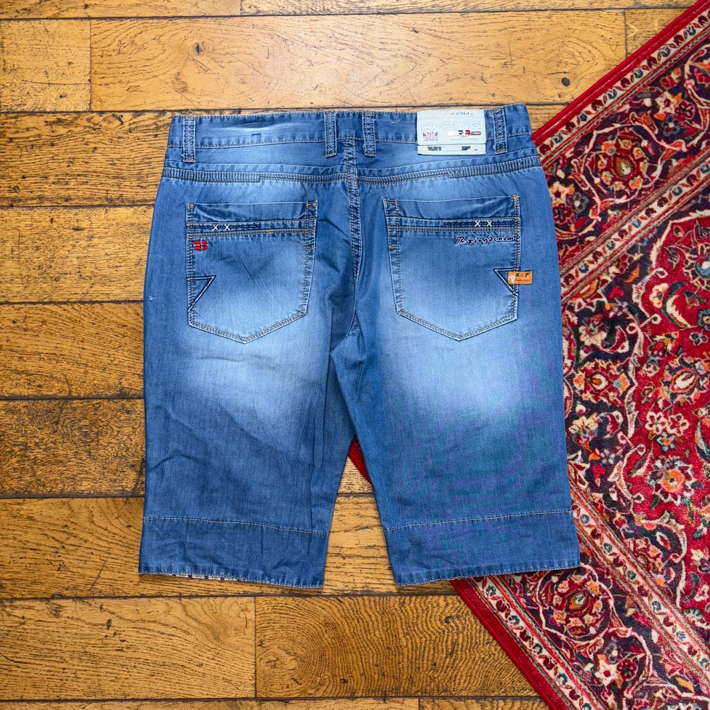 Vintage Embroidered Hip Hop Blue Shorts Jorts - 36