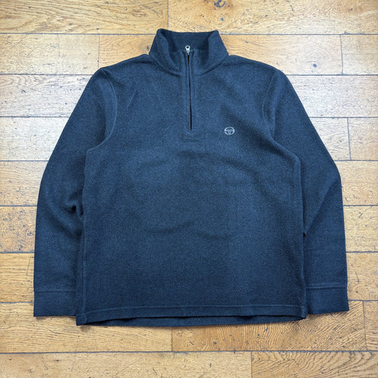 Vintage Sergio Tacchini Black Embroidered Fleece Sweatshirt - XL