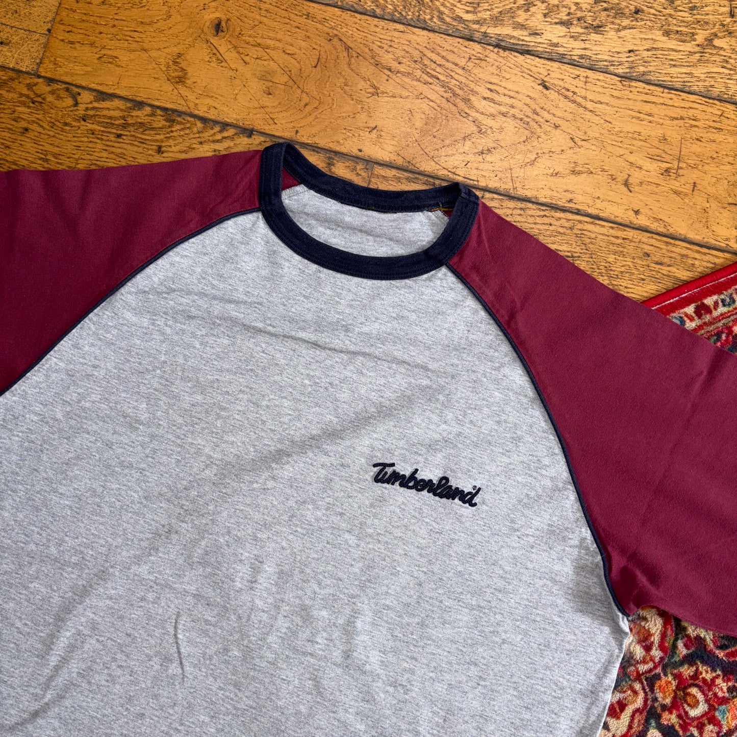 Vintage Timberland Embroidered Grey Raglan T-Shirt - M