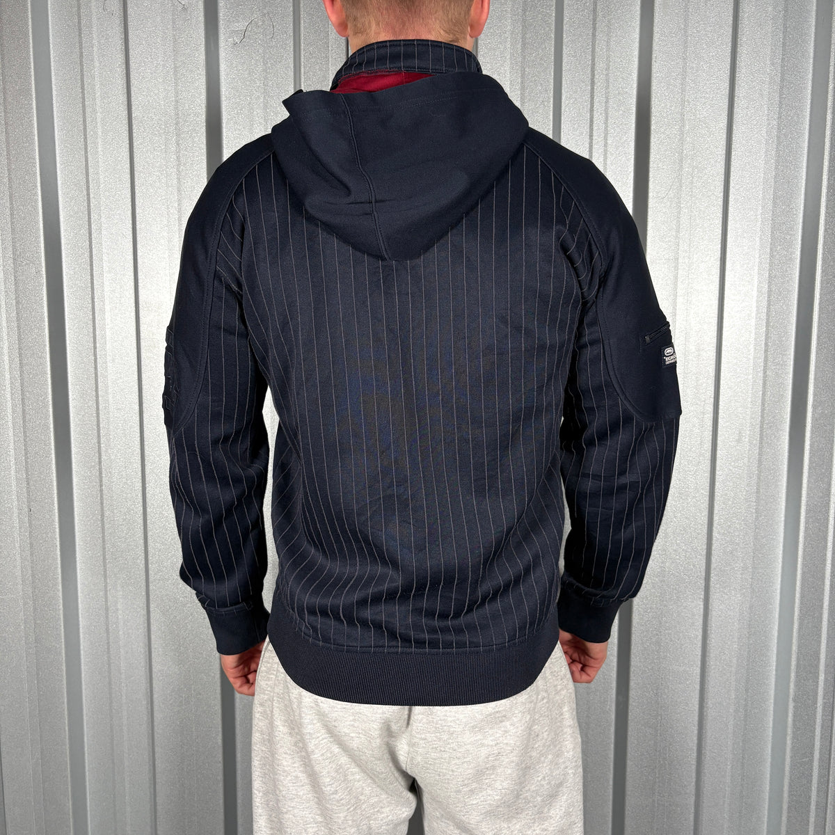 Ecko Unltd Navy Pinstripe Zip Hip Hop Sweatshirt - M