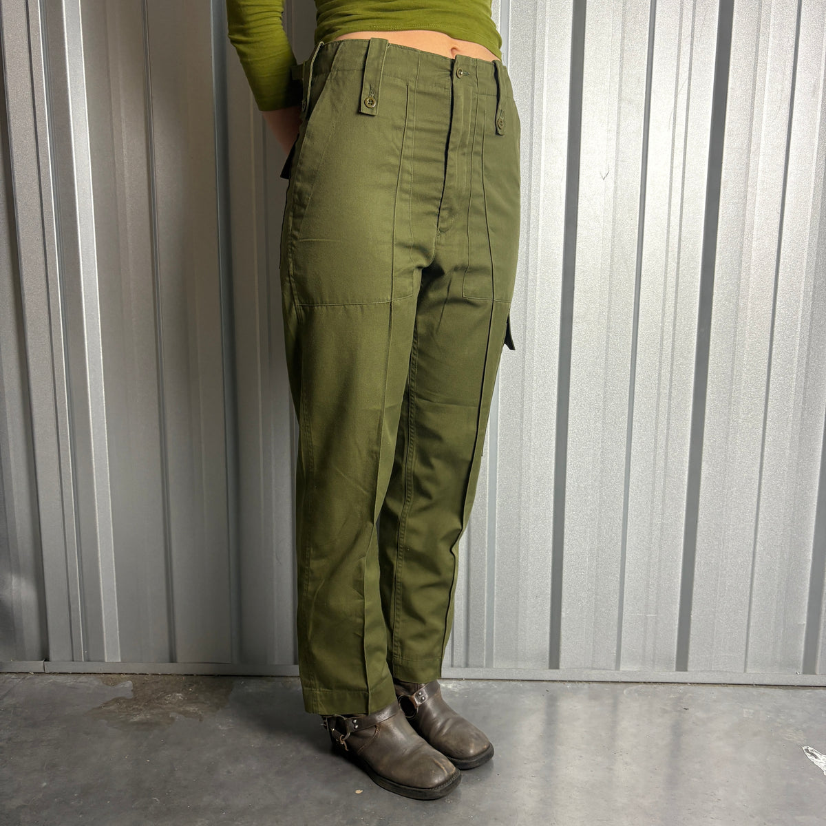Green Army Military Fatigue Cargo Trousers - 30S