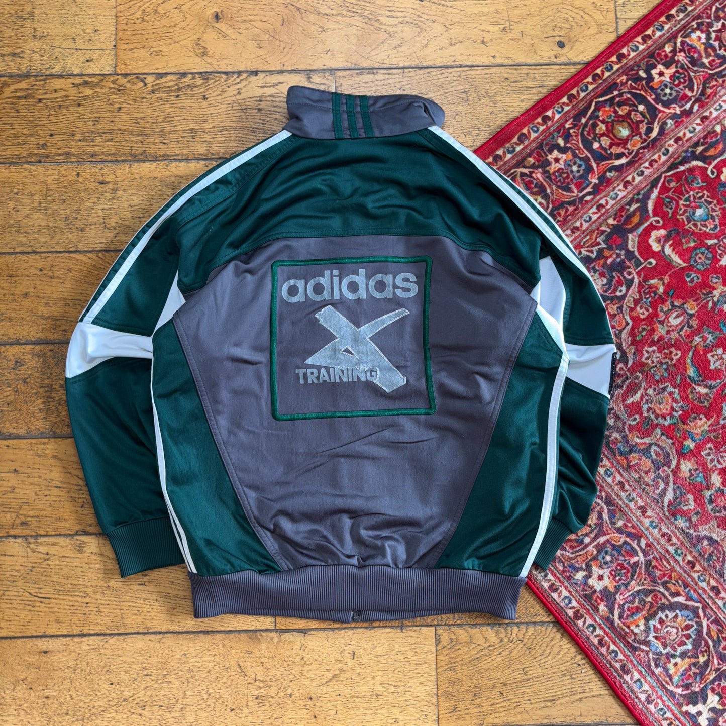 Vintage Adidas Grey Green Tracksuit Track Shell Windbreaker Jacket - S