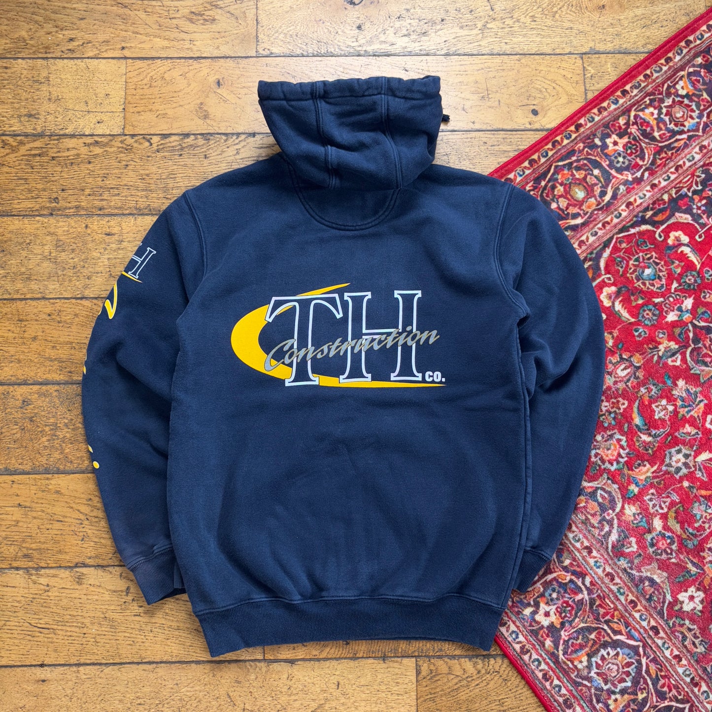 Vintage Carhartt Navy Embroidered Hoodie Sweatshirt - S
