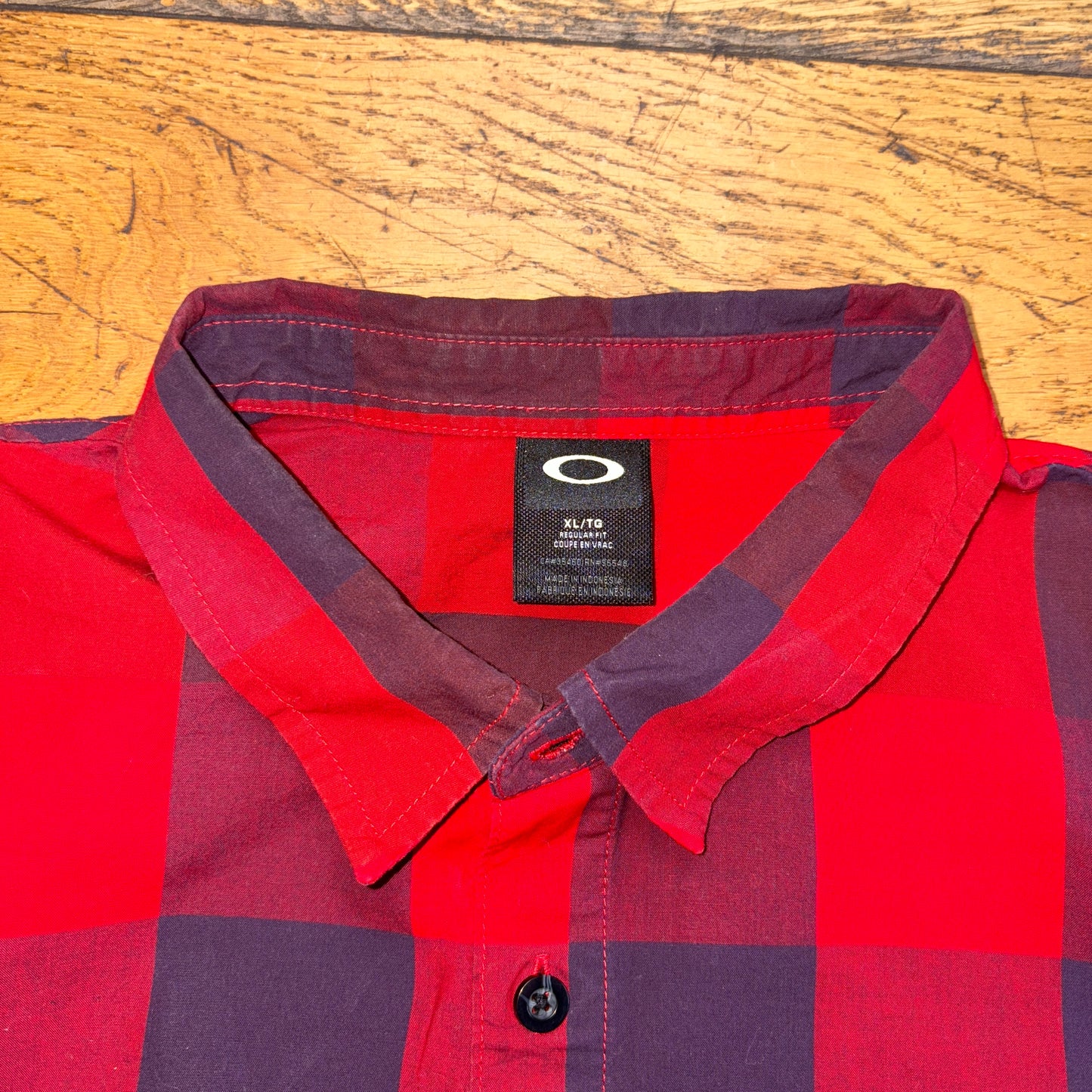 Vintage Oakley Red Check Short Sleeve Shirt - XL