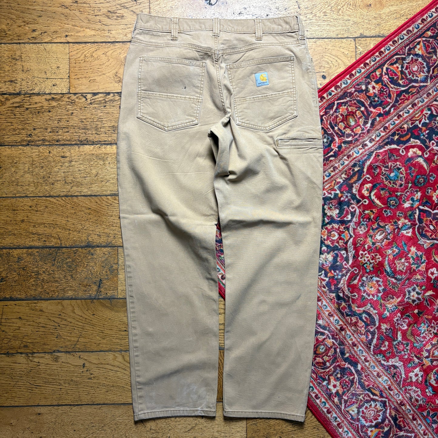 Vintage Carhartt Workwear Carpenter Cream Baggy Trousers - 33S