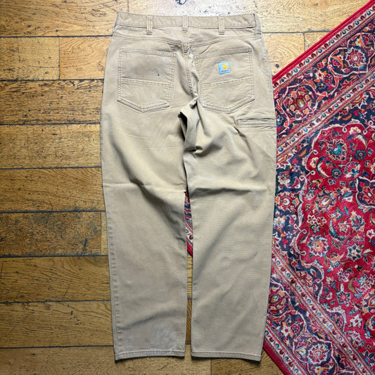 Vintage Carhartt Workwear Carpenter Cream Baggy Trousers - 33S