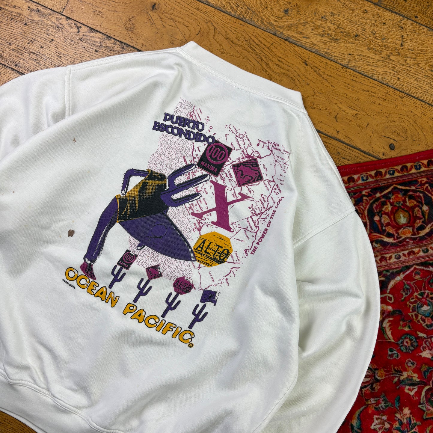 Vintage White Ocean Pacific Surfwear Sweatshirt - XL