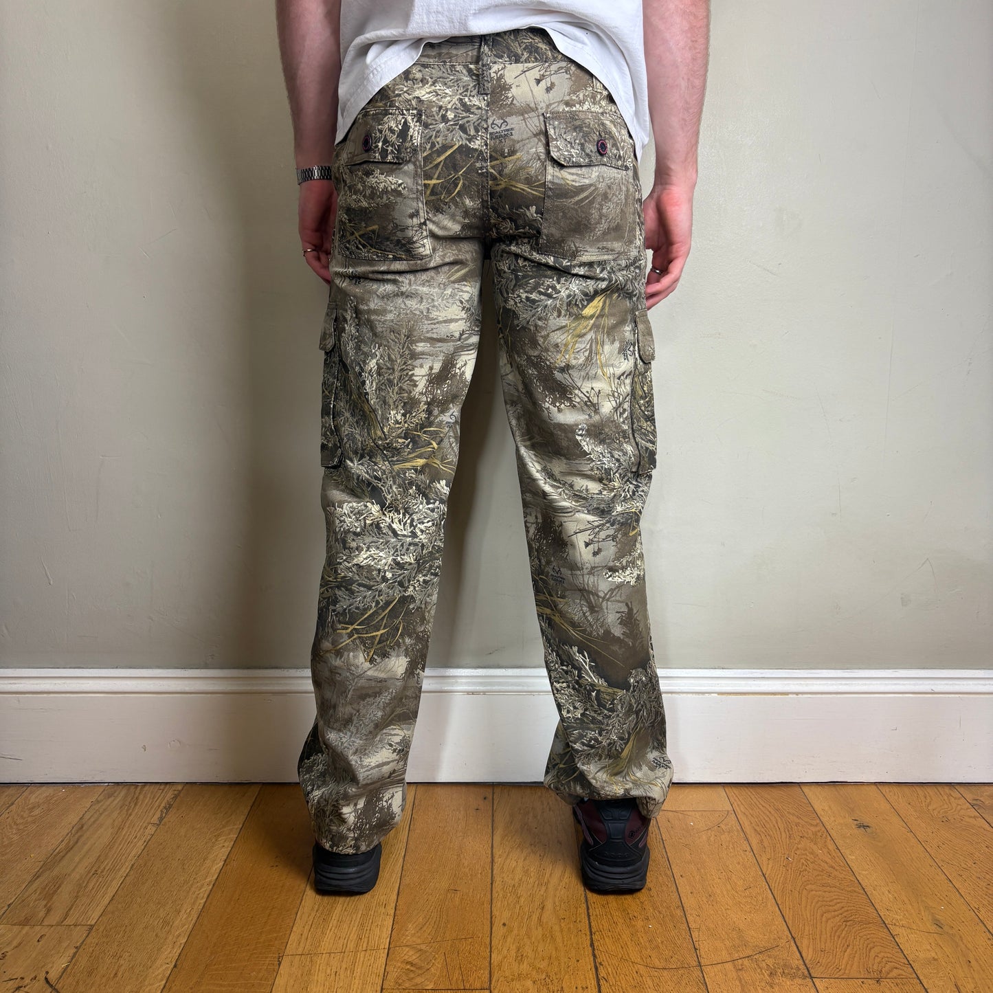 Vintage Real Tree Camo Green Hunting Cargo Workwear Trousers - 32R