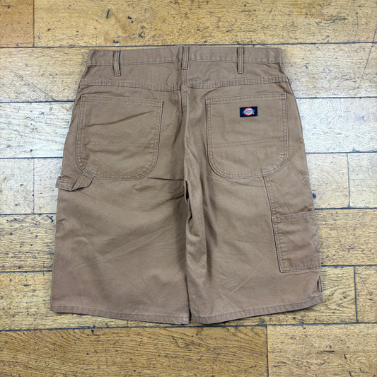 Vintage Dickies Workwear Carpenter Brown Baggy Shorts - 34