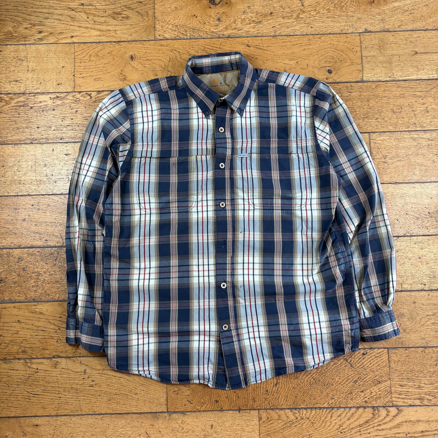 Vintage Carhartt Grey Brown Check Workwear Shirt - M