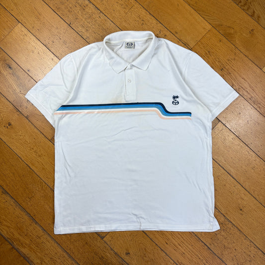 Vintage Sergio Tacchini Embroidered White Polo Shirt - XL