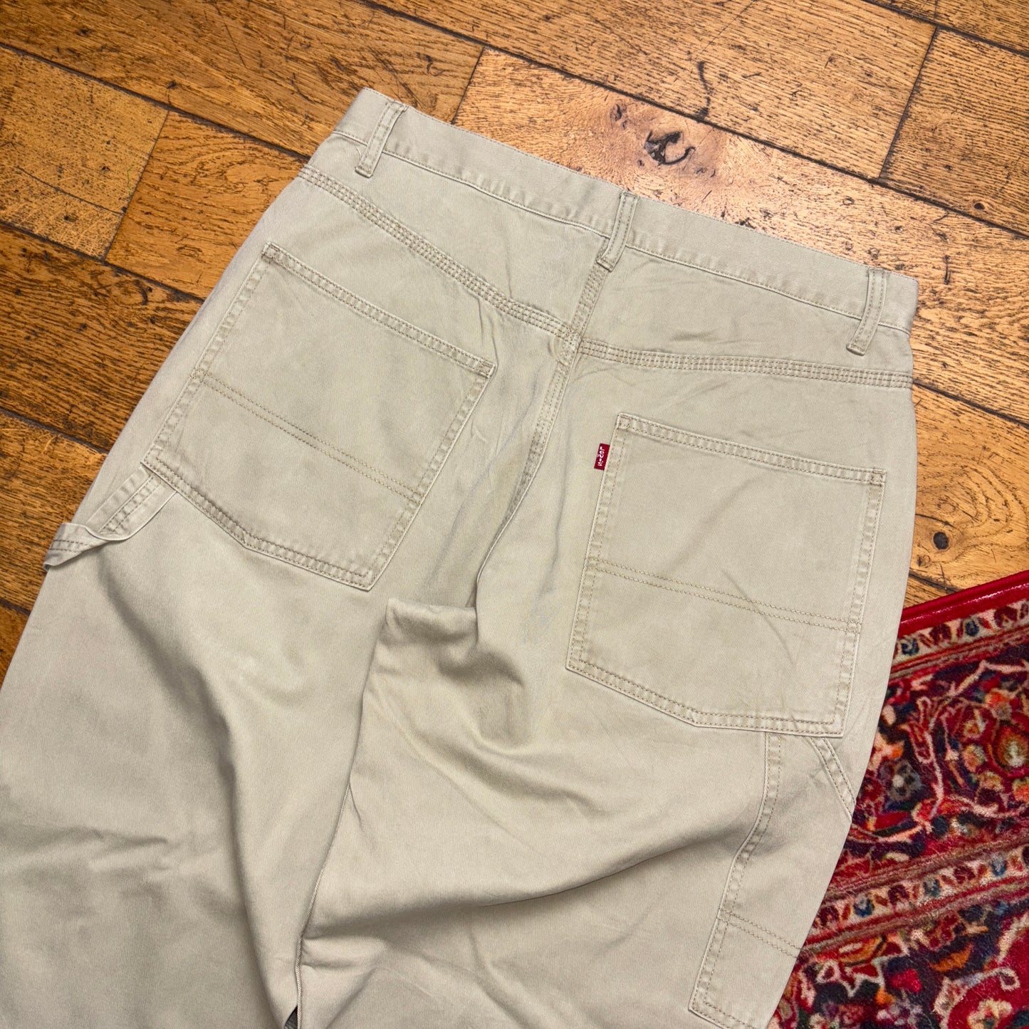 Vintage Levi's Cream Carpenter Workwear Baggy Trousers - 33R