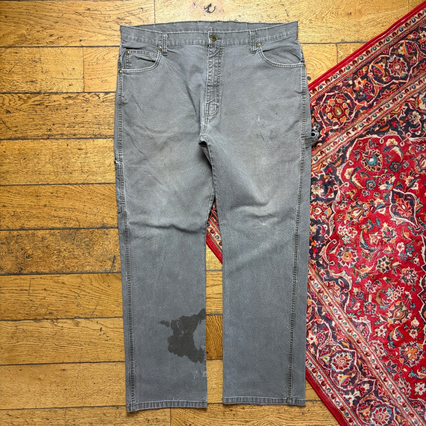 Vintage Dickies Workwear Carpenter Grey Baggy Trousers - 40R