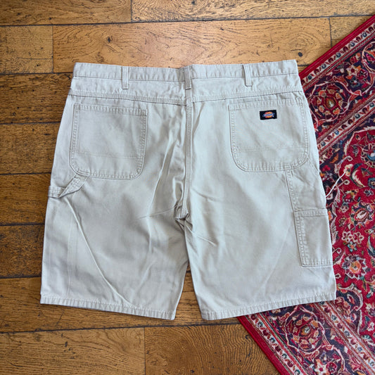 Vintage Dickies Workwear Carpenter Cream Baggy Shorts - 44
