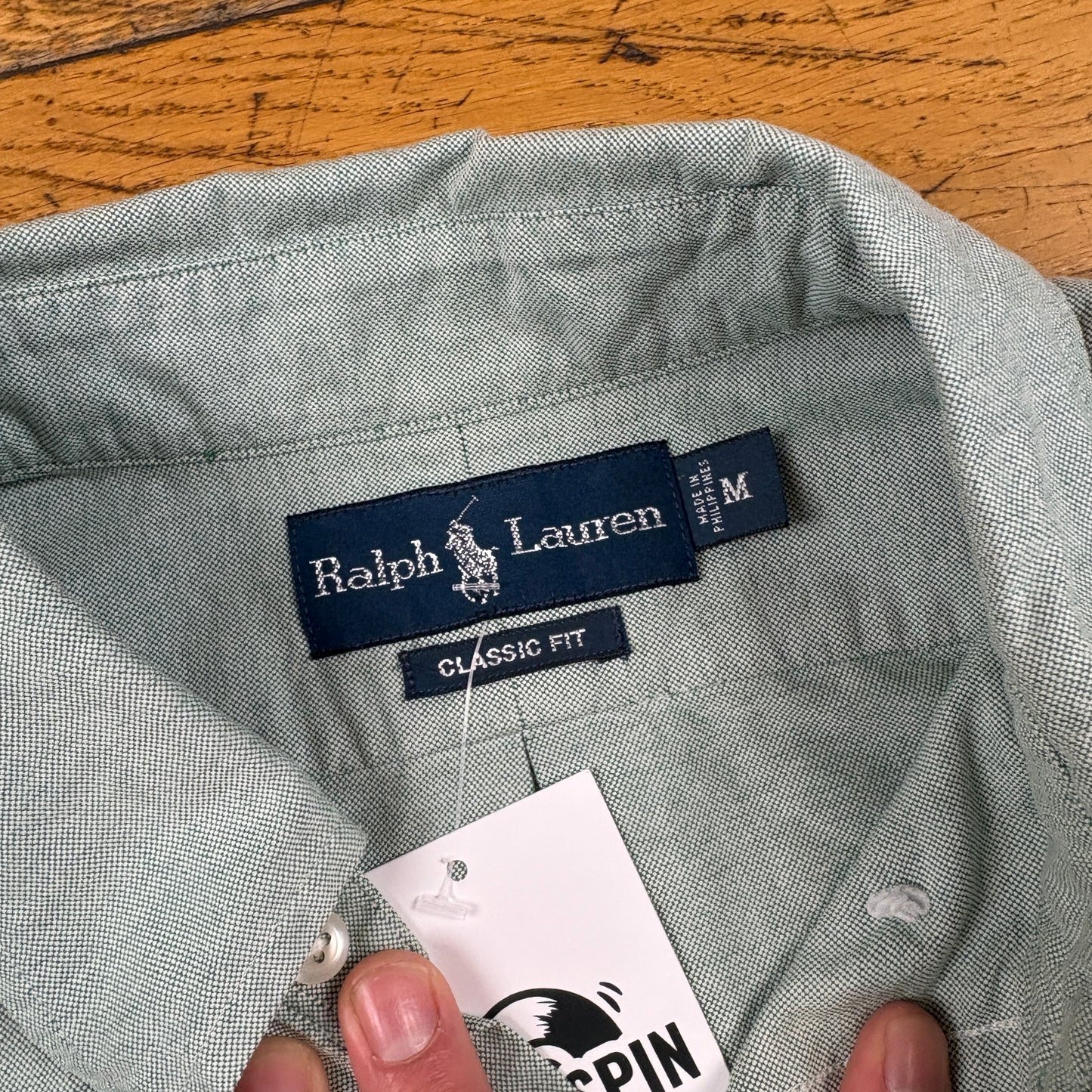 Vintage Ralph Lauren Light Blue Green Embroidered Shirt - M