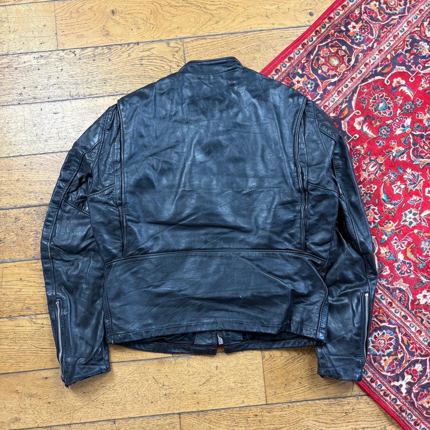 Vintage Black Biker Motorbike Leather Jacket - M